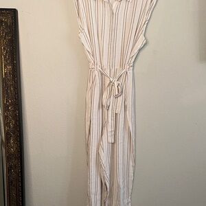Rafaella Cream and Brown Striped‎ Jumpsuit